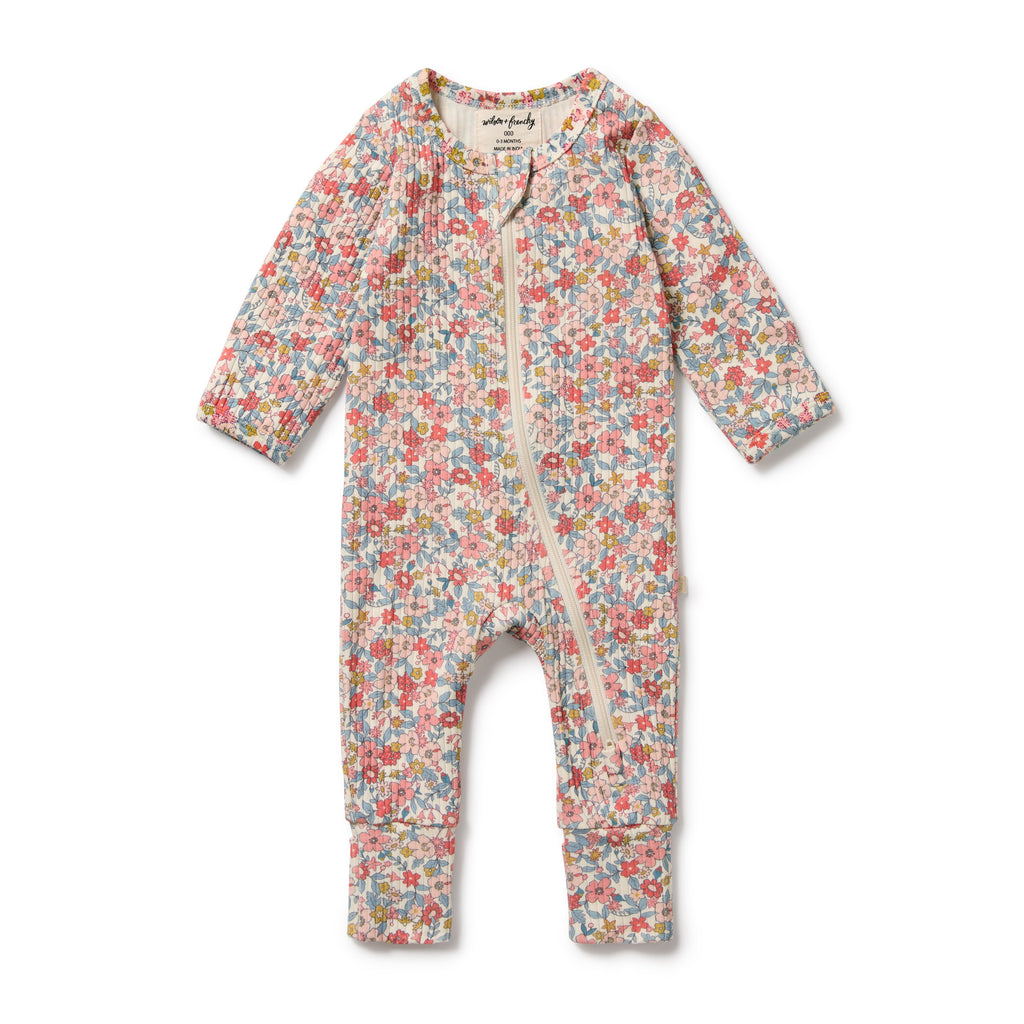 WILSON & FRENCHY Organic Zipsuit - Summer Bloom front