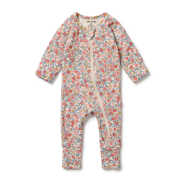 WILSON & FRENCHY Organic Zipsuit - Summer Bloom front