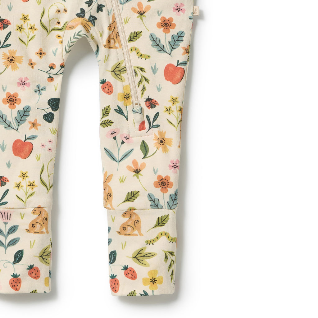 WILSON & FRENCHY Organic Zipsuit - Summer Garden detail