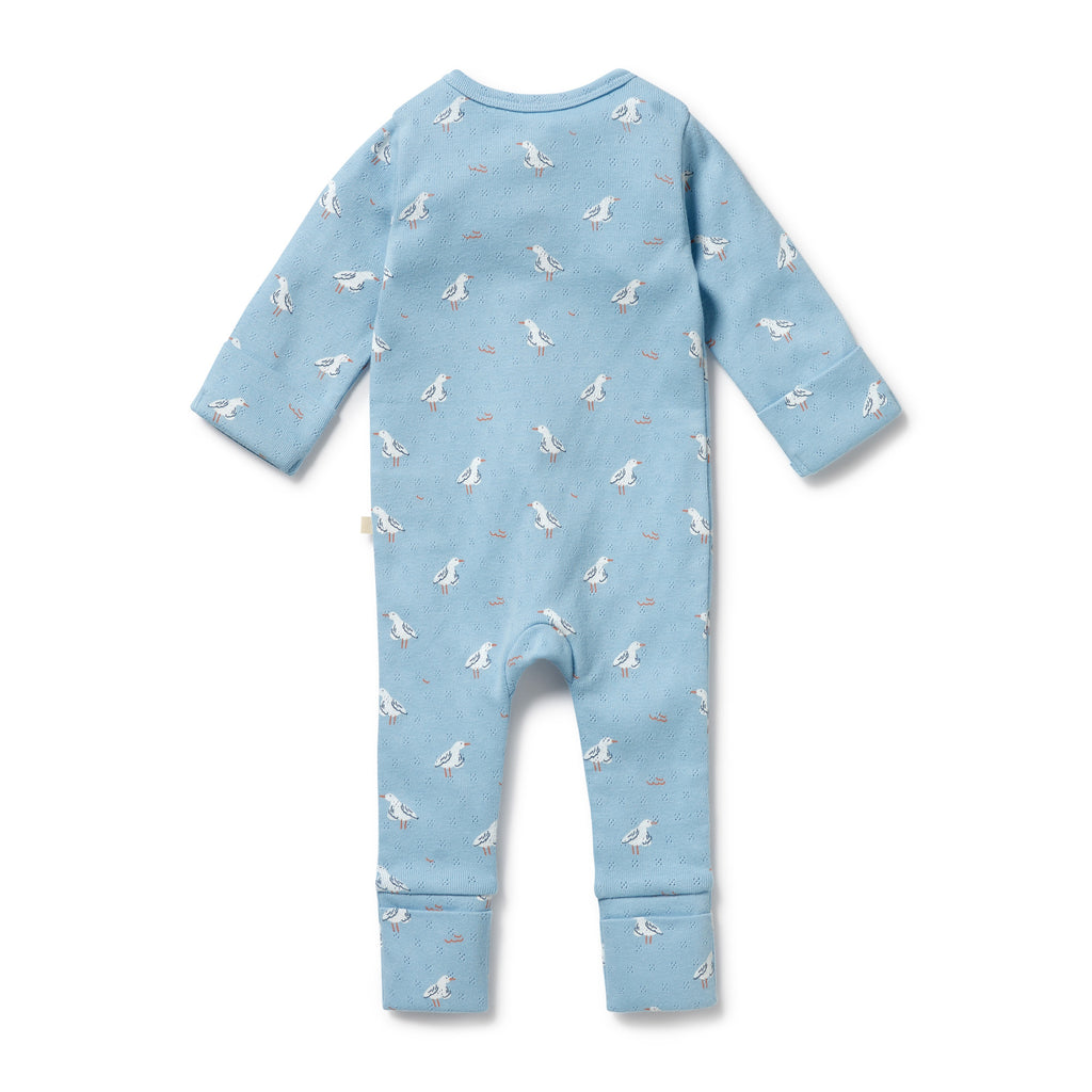 WILSON & FRENCHY Organic Zipsuit - Sunny Seagulls back
