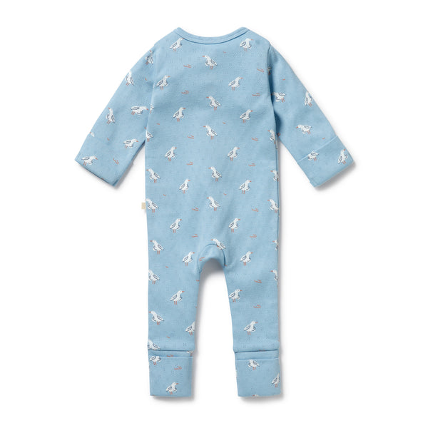 WILSON & FRENCHY Organic Zipsuit - Sunny Seagulls back
