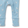 WILSON & FRENCHY Organic Zipsuit - Sunny Seagulls leg detail