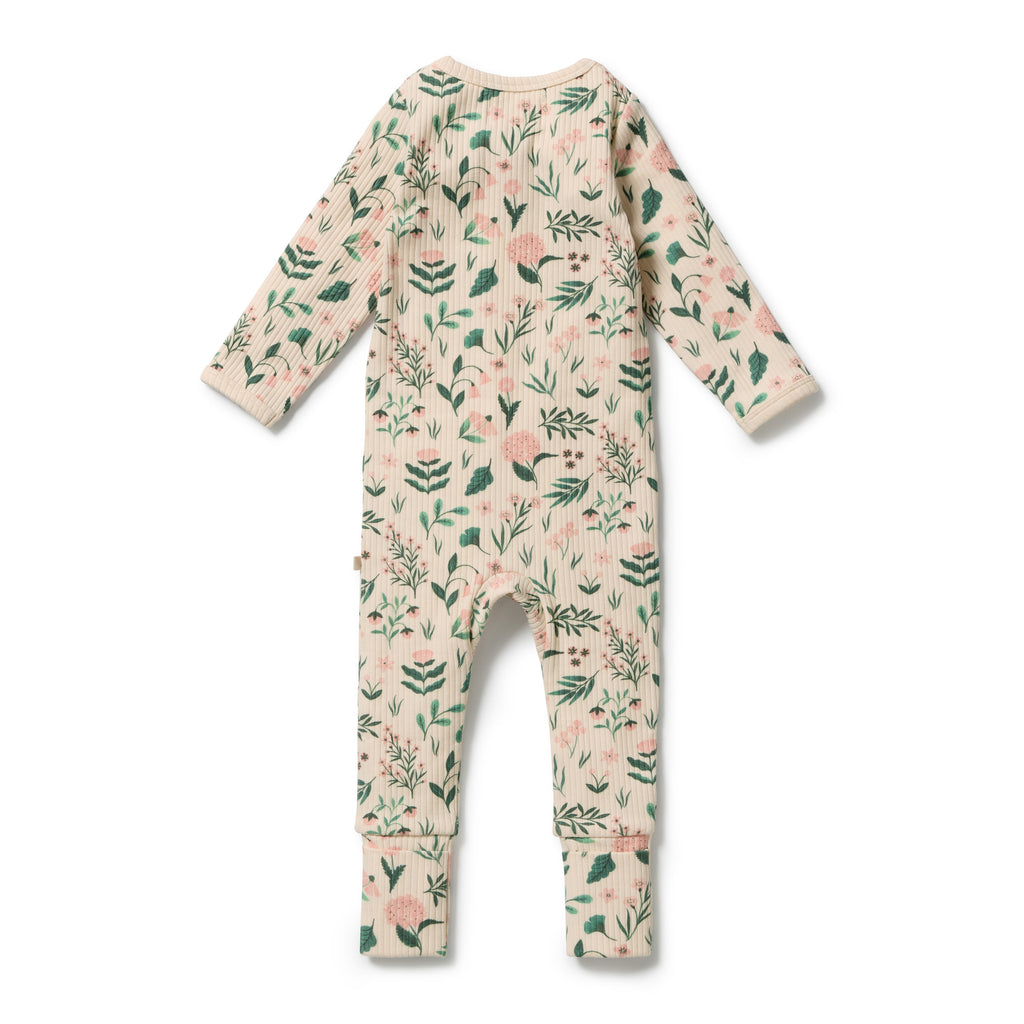 WILSON & FRENCHY Organic Zipsuit - Sweet Bloom back