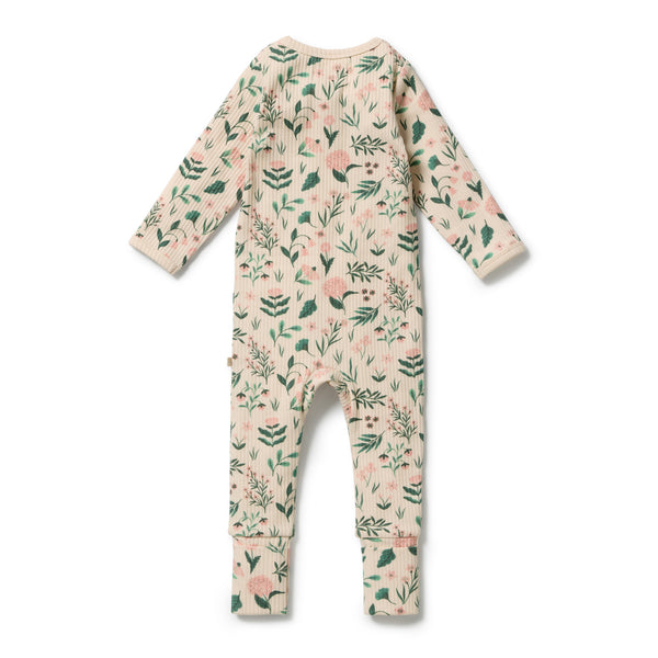 WILSON & FRENCHY Organic Zipsuit - Sweet Bloom back