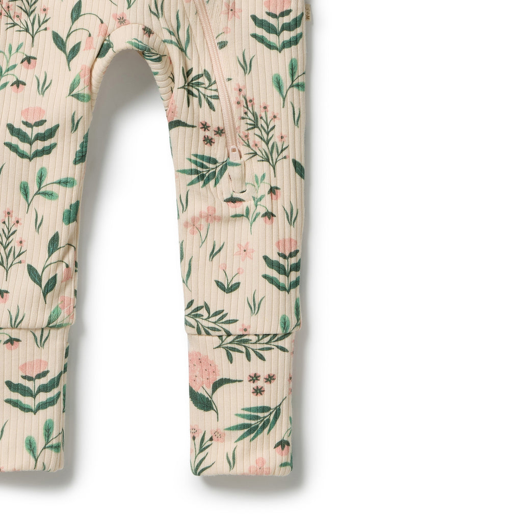 WILSON & FRENCHY Organic Zipsuit - Sweet Bloom detail