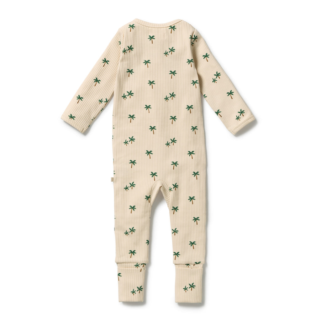 WILSON & FRENCHY Organic Zipsuit - Tiny Palm back