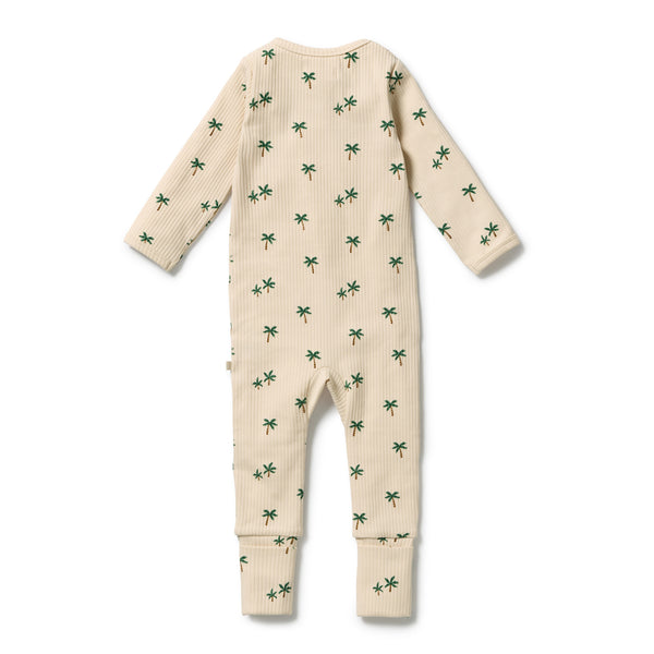 WILSON & FRENCHY Organic Zipsuit - Tiny Palm back