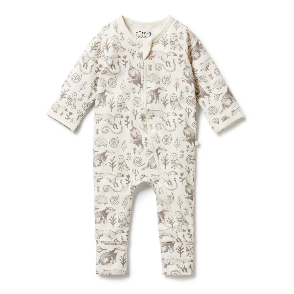 WILSON & FRENCHY Organic Zipsuit - Tribal Woods front