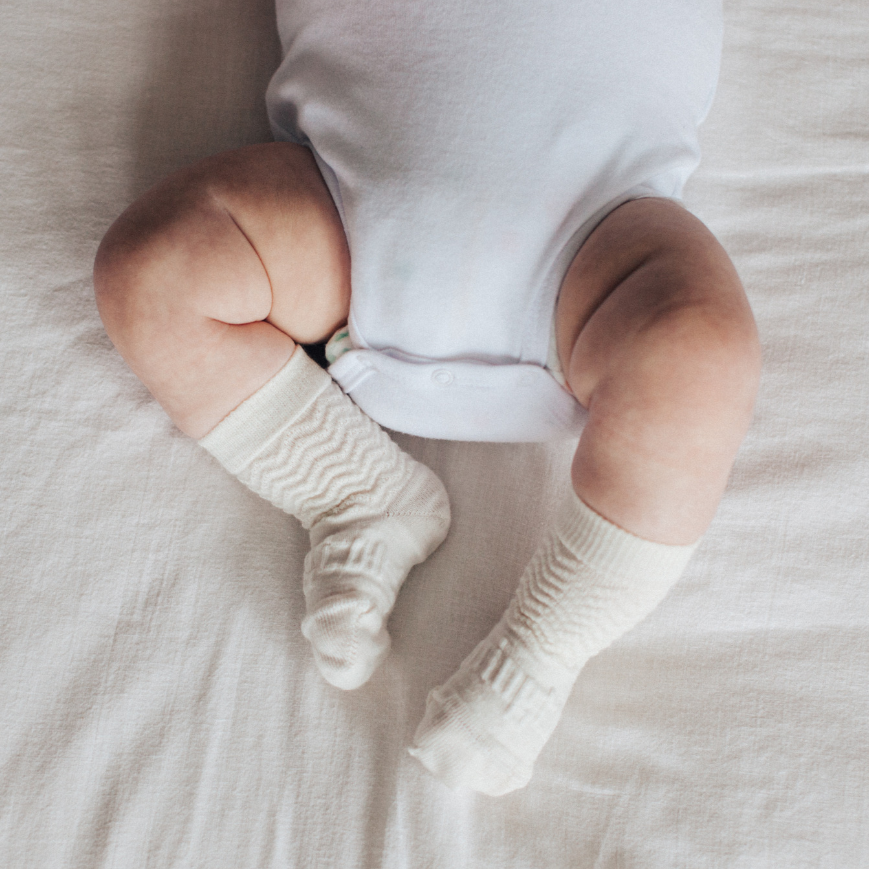 LAMINGTON Merino Wool Baby Crew Socks - Pearl