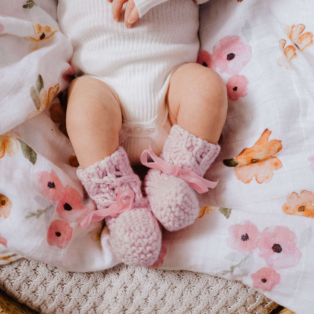 Snuggle Hunny Kids Merino Wool Bonnet & Booties - Pink