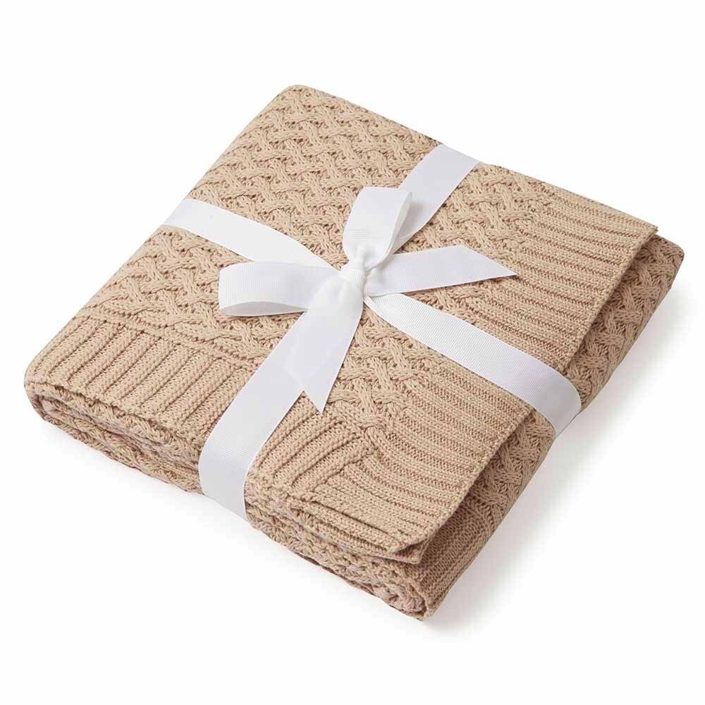 SNUGGLE HUNNY Diamond Knit Baby Blanket - Hazelnut