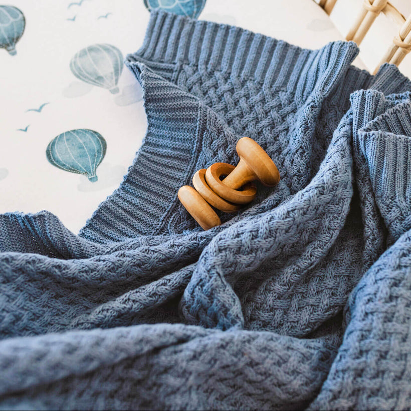 SNUGGLE HUNNY Diamond Knit Baby Blanket - River