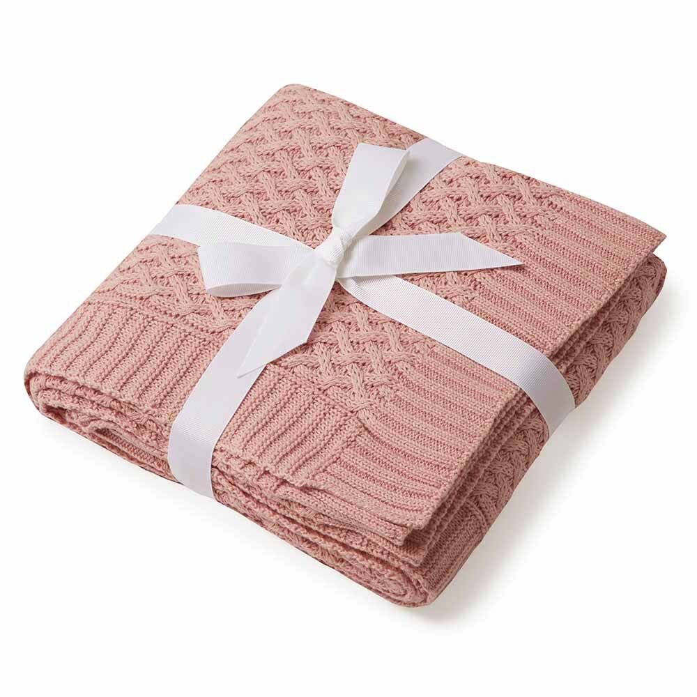 SNUGGLE HUNNY Diamond Knit Baby Blanket - Rosa