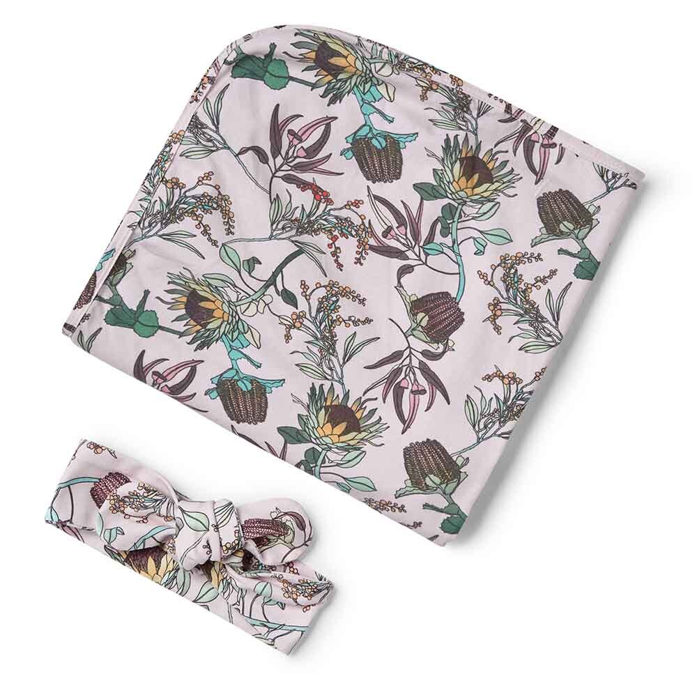 SNUGGLE HUNNY Jersey Wrap & Topknot set - Banksia