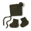 SNUGGLE HUNNY Merino Wool Bonnet & Booties - Olive