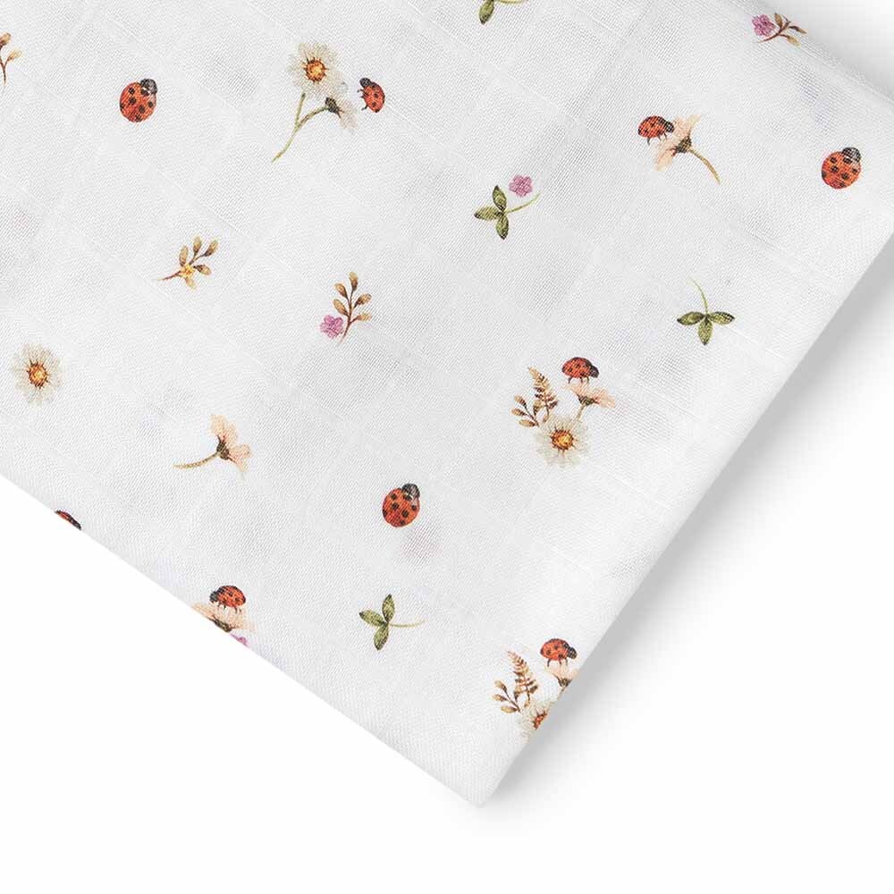 SNUGGLE HUNNY Organic Muslin Swaddle -  Ladybug
