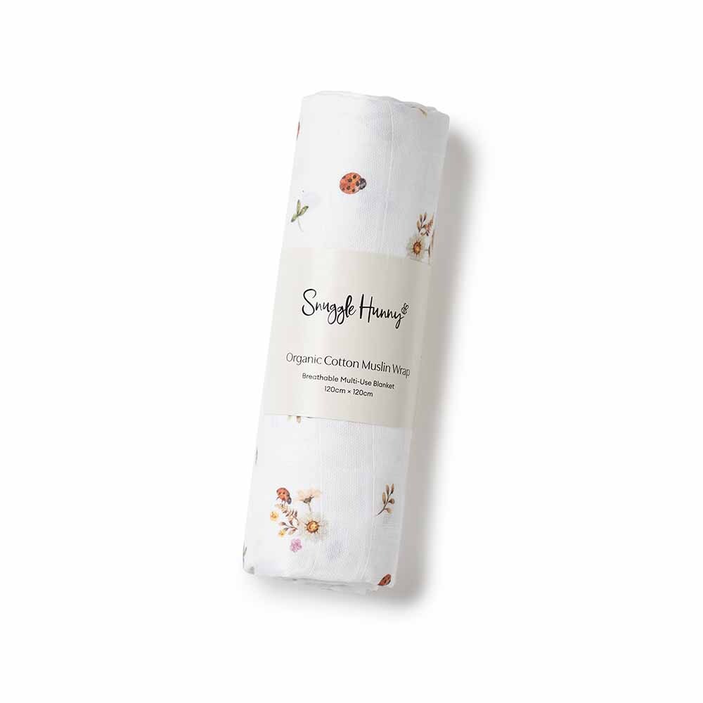 SNUGGLE HUNNY Organic Muslin Swaddle -  Ladybug