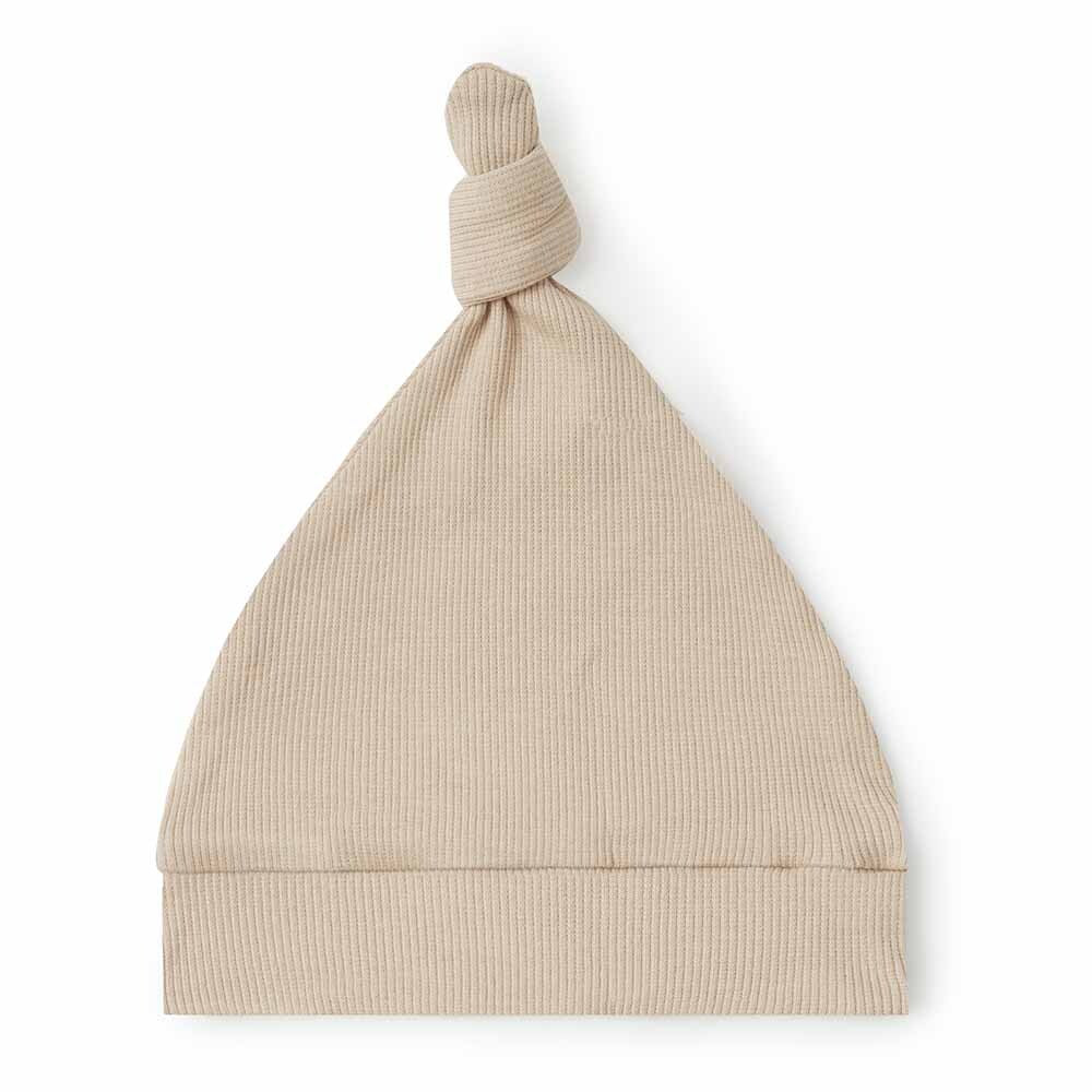 SNUGGLE HUNNY Ribbed Knotted Beanie - Pebble