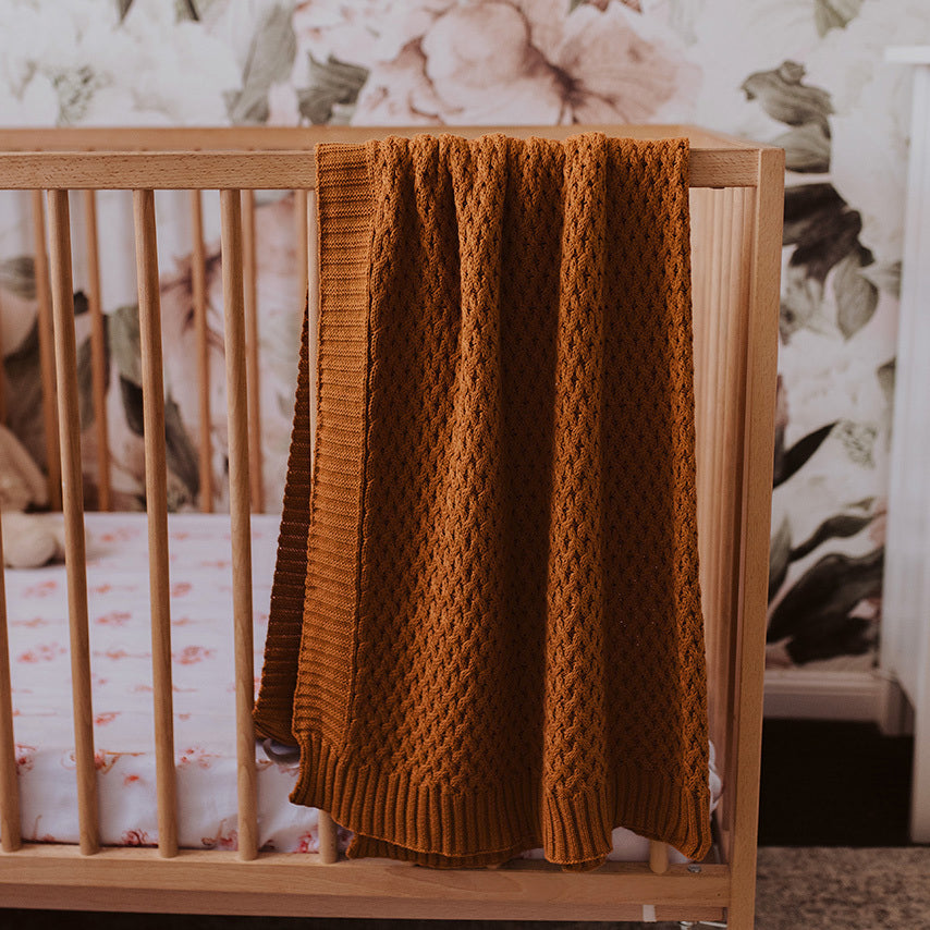 SNUGGLE HUNNY Diamond Knit Organic Baby Blanket - Bronze