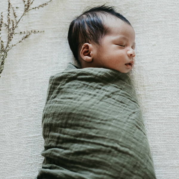 Snuggle Hunny Kids Organic Muslin Swaddle - Dusty Olive 