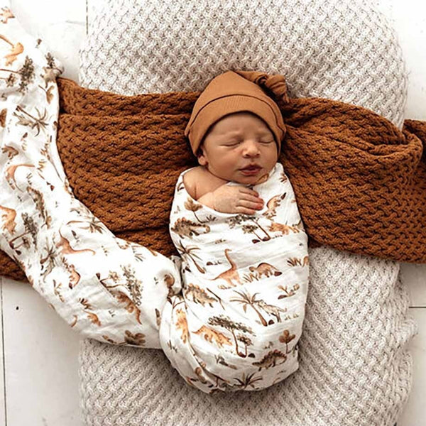 SNUGGLE HUNNY Organic Muslin Swaddle -  Dino
