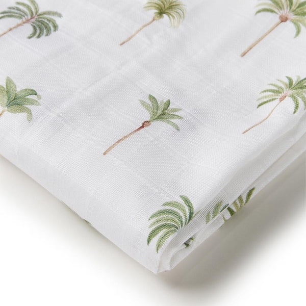 SNUGGLE HUNNY Organic Muslin Swaddle -  Green Palm